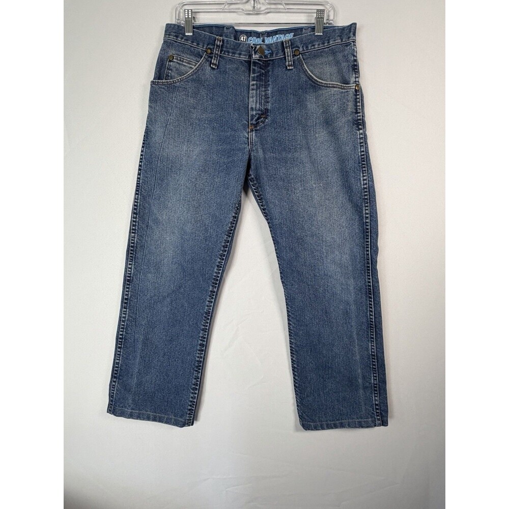 Wrangler 47 Cool Vantage Men’s 33x26 Regular Fit Blue Jeans Altered Hem
